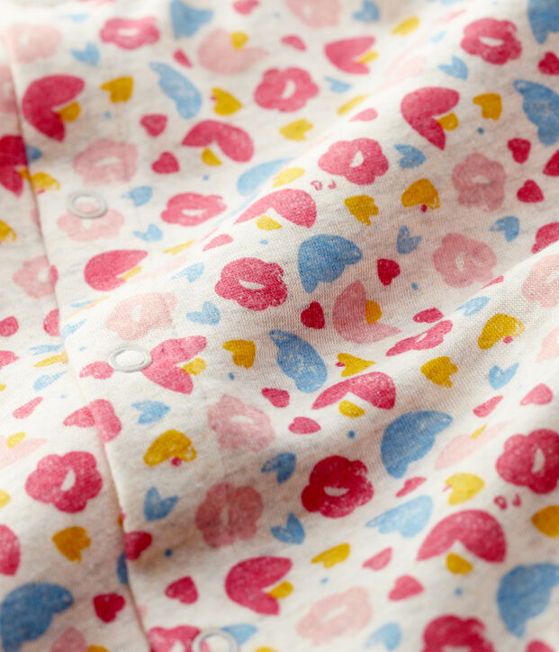 Lange jumpsuit met bloemenprint baby van wol en biologisch katoen beige/multicouleur